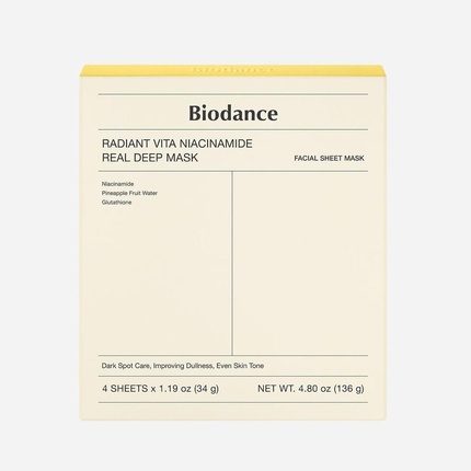 Biodance Radiant Vita Niacinamide Real Deep Mask 1 Box 34g X 4 Pieces product image