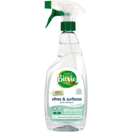 Biovie Glass Spray And Surfaces With Essential Mint Oil - Everyday Use - Handy Size
