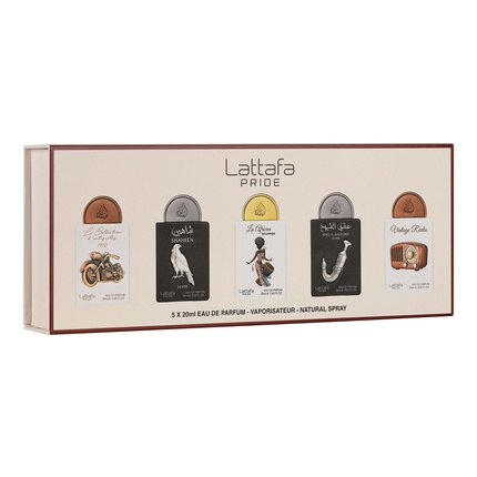 Lattafa - Lattafa Pride Giftset No.5 - La Collection D’Antiquités 1910, Shaheen Silver, La African Drummer, Ishq Al Shuyukh Silver, Vintage Radio Set 5x20ml EDP