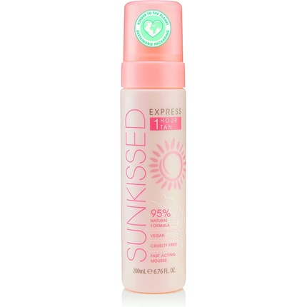 Sunkissed Express 1 Hour Tan 95 Percent Natural Quick Drying Mousse Lotion 200ml 2 Pack