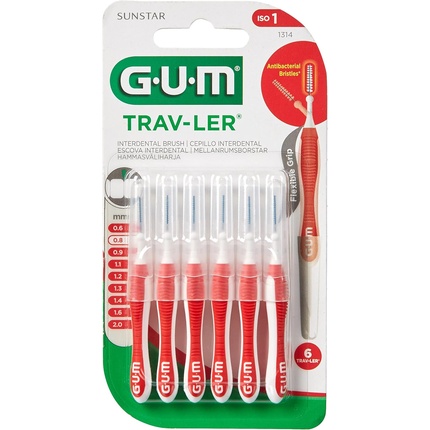 Gum Sunstar - Gum Trav-Ler 1314 Cep Interdent Travel Cylinder Brushes 0.8mm