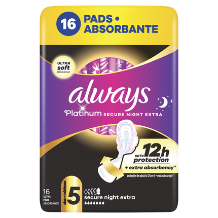 Always Platinum Secure Night Extra (Size 5) Sanitary Napkins with Wings 16