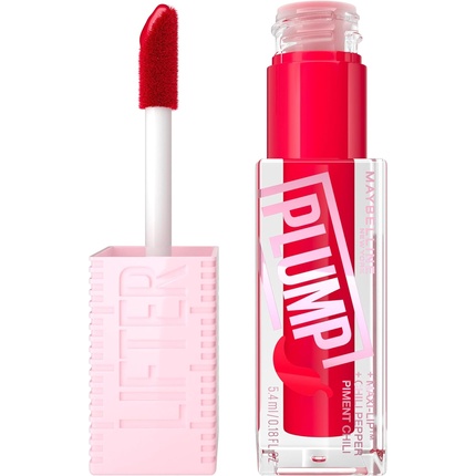 Maybelline - Maybelline New York Lifter Plump Lip Gloss Lasting Plump Heated Formula with Hyaluronic Acid and Chilli Pepper XL Wand Vegan Formula Shade 004 Red Flag