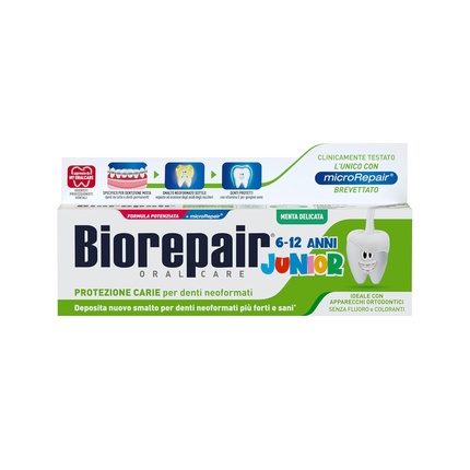 Biorepair - Biorepair Junior Toothpaste 612 Years Fluoridefree With Vitamin E Antioxidant For Healthy Gums Refreshing Mint Flavor 75ml